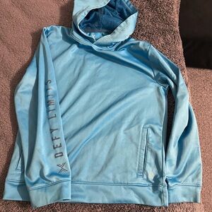 Xersion Light Blue Kids Hoodie Sweatshirt with 'Defy Limits' Sleeve